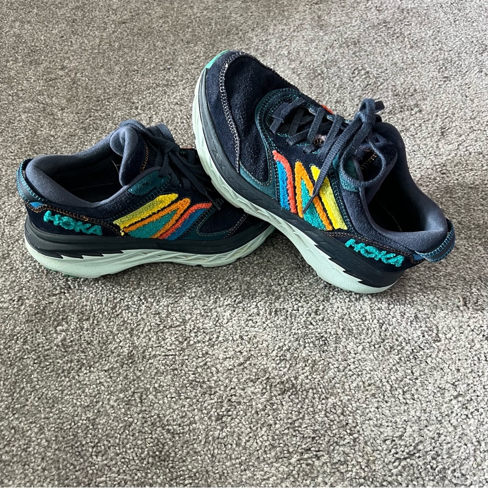 Hoka one one Bondi L shoes womens size 8 blue Embroidery Outer Space running
